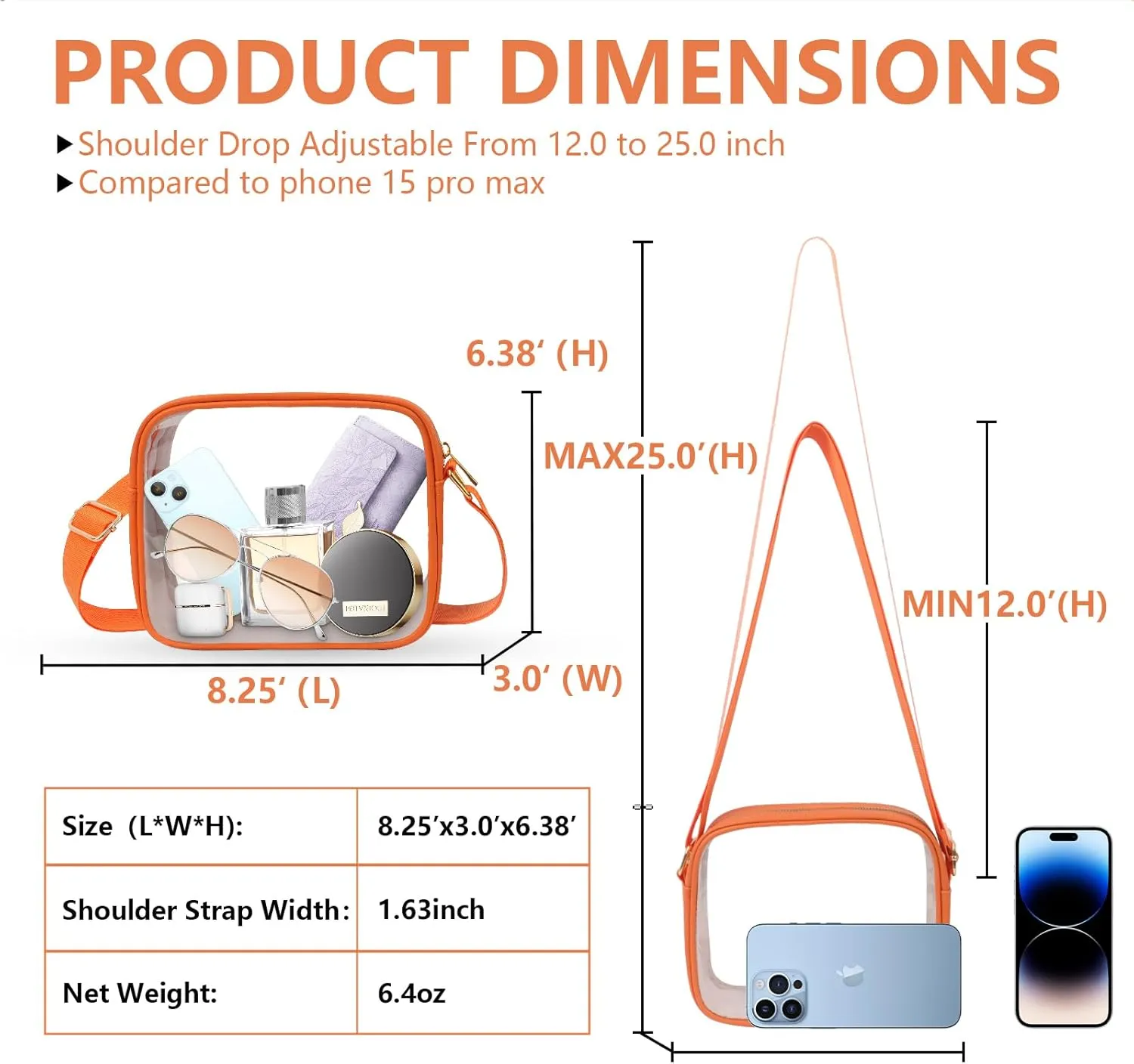 KETIEE Clear Crossbody Bag, Stadium Approved Clear Purse Bag for Concerts Sports Events Festivals
