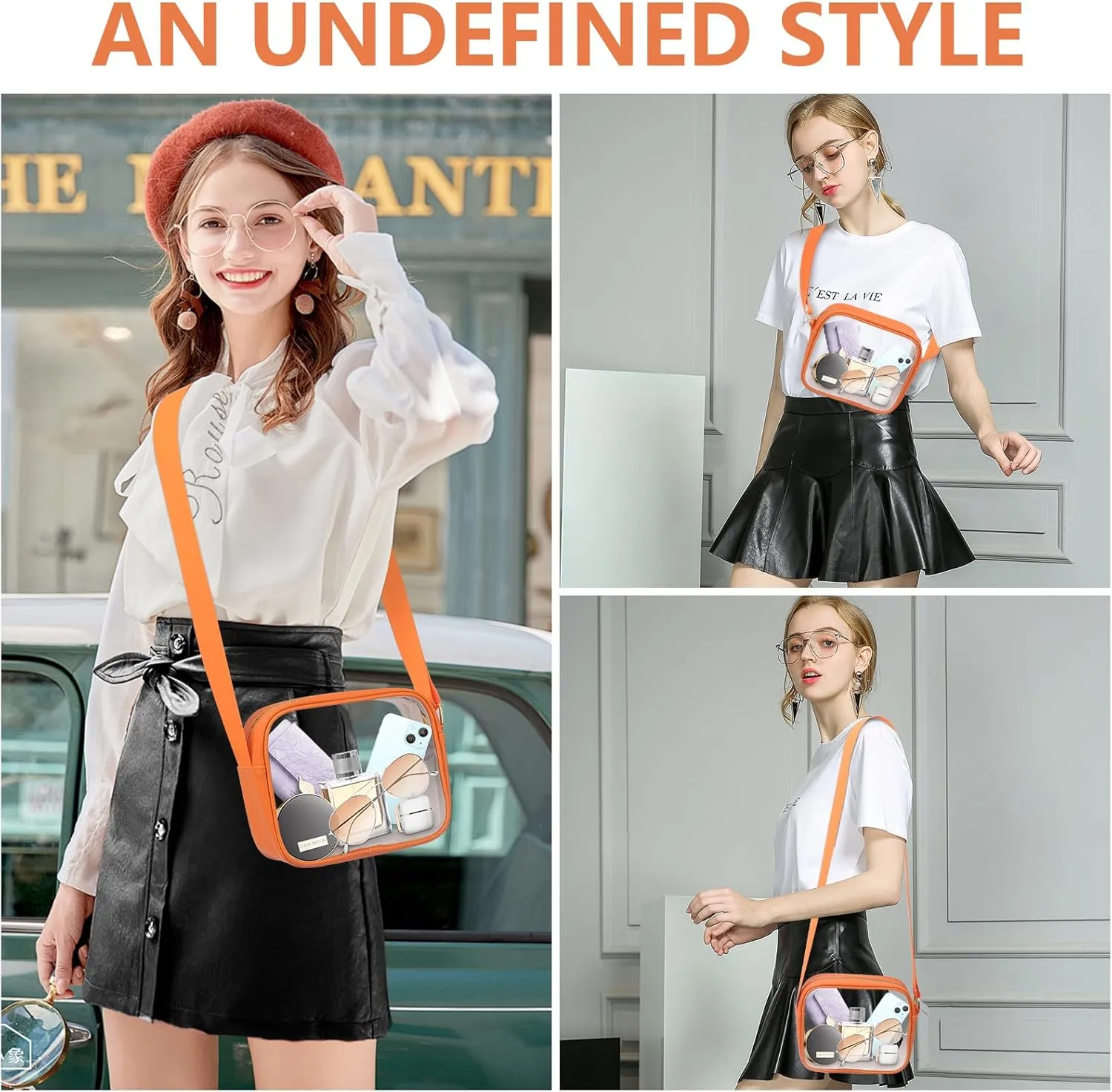 KETIEE Clear Crossbody Bag, Stadium Approved Clear Purse Bag for Concerts Sports Events Festivals