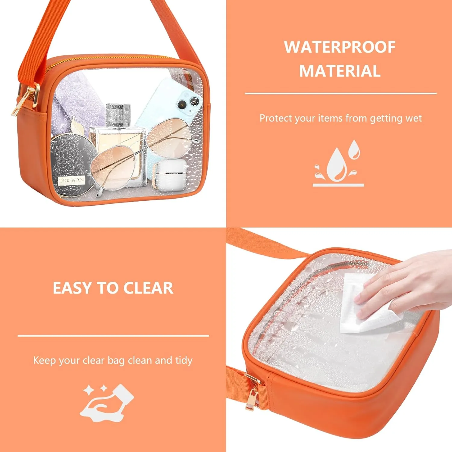 KETIEE Clear Crossbody Bag, Stadium Approved Clear Purse Bag for Concerts Sports Events Festivals