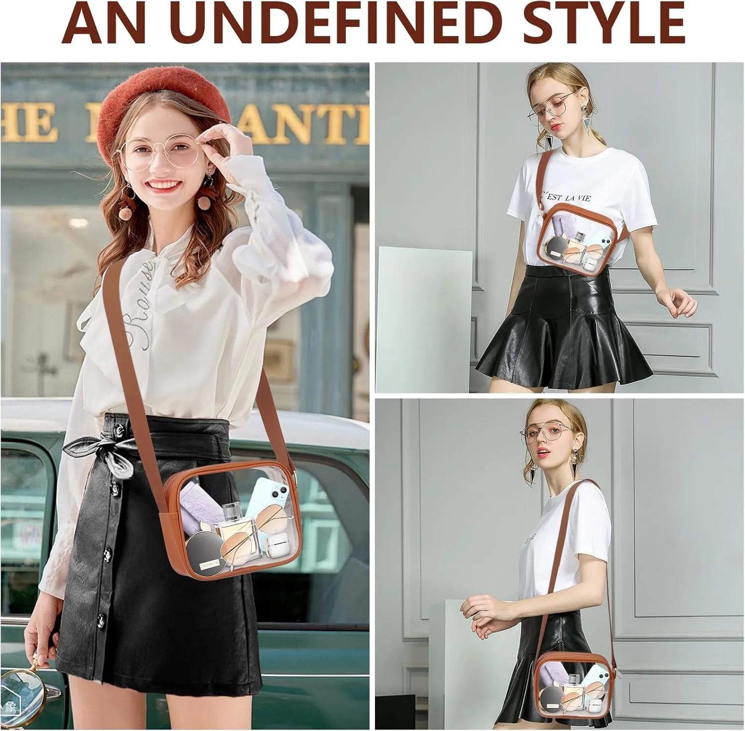 KETIEE Clear Crossbody Bag, Stadium Approved Clear Purse Bag for Concerts Sports Events Festivals