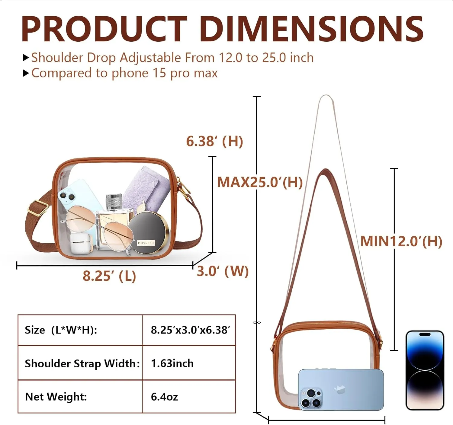 KETIEE Clear Crossbody Bag, Stadium Approved Clear Purse Bag for Concerts Sports Events Festivals