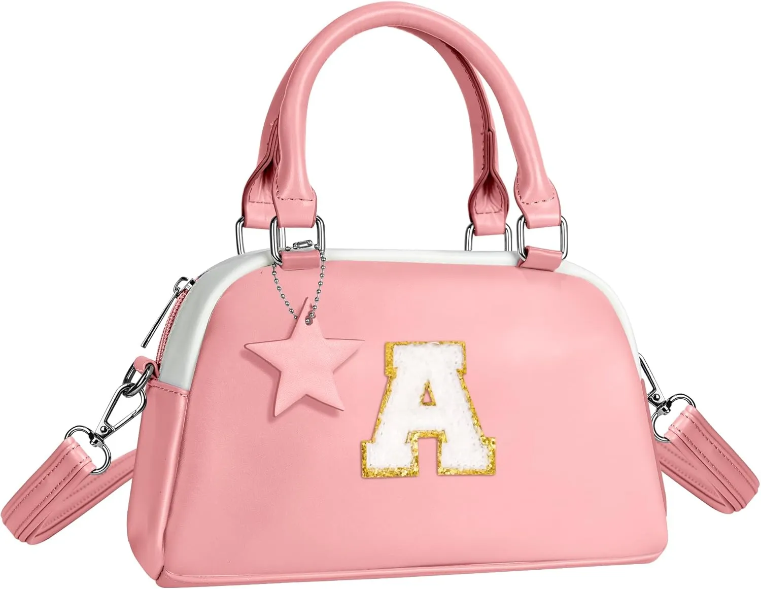 Kids Purse Handle Bag Crossbody bags, Makeup bag Girls Gifts, Gifts for 4-8-10-12 Girl Toddler, monogram Pouch Bag for makeup kits, Handbag-peach pink-A