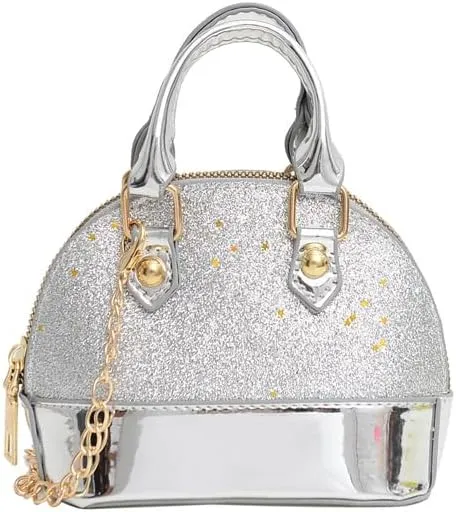 Kids Purse Mini Purse Handbag Toddler Bag PU Leather Handbag Christmas Gift Birthday Gift Holiday Gift for Girl Party Gift (Silver)