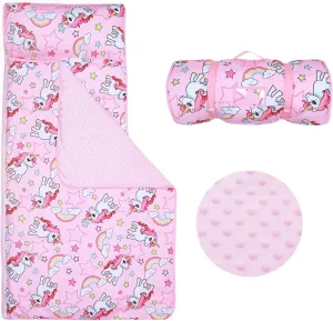 Kids Sleeping Bag Nap Mat with Removable Pillow and Blanket,Extra Thick Large 2 in 1 Slumber Bags for Boys Girls,Toddler Nap Mat for Preschool Daycare Travel Camping