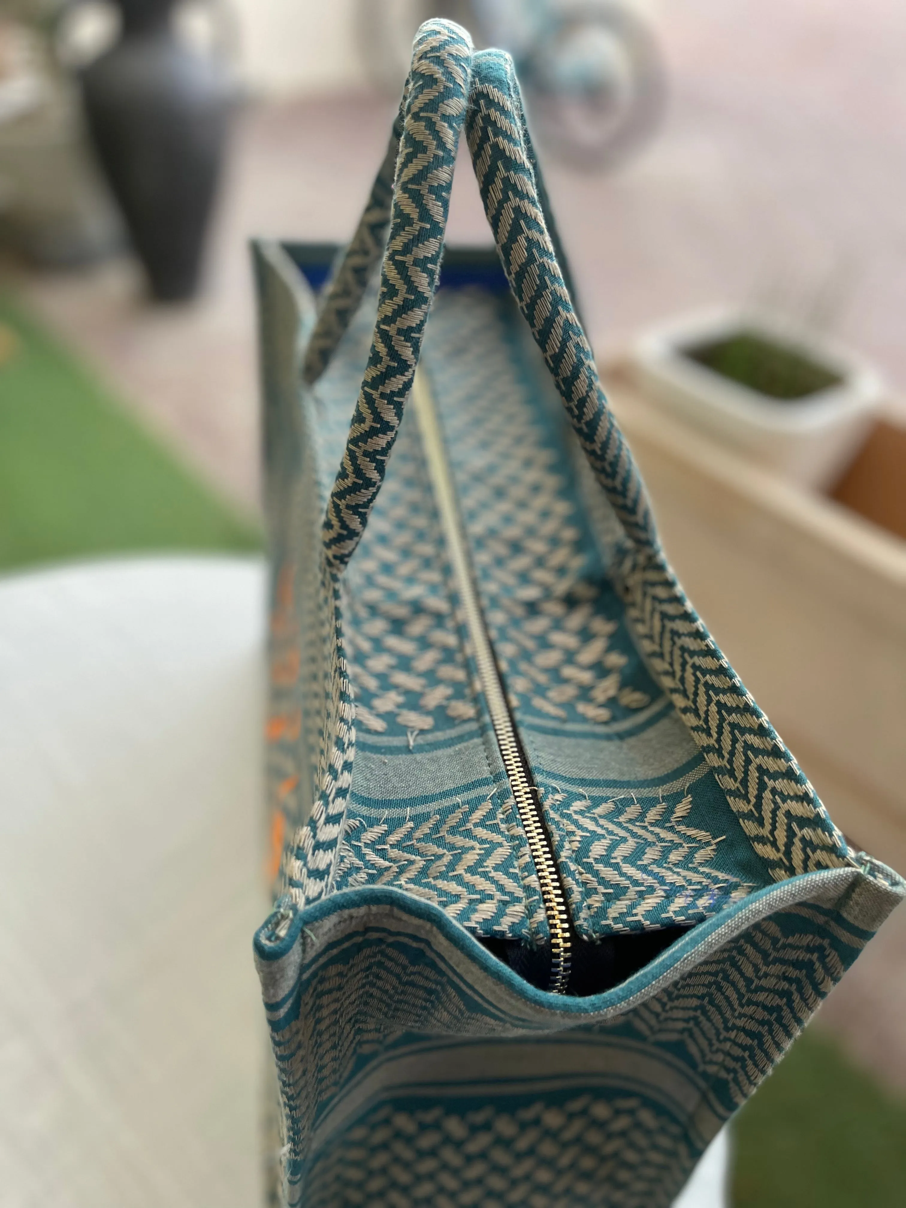 Kiffeyeh bag  Petrol Blue & Gold