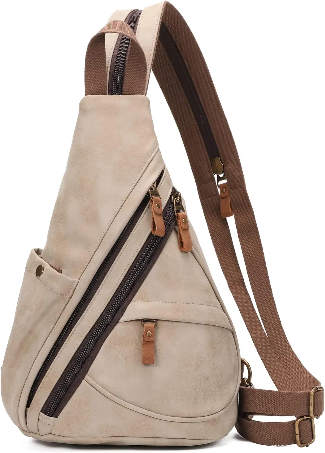 KL928 PU Leather Sling Bag - Small Crossbody Backpack Shoulder Casual Daypack Rucksack for Men Women