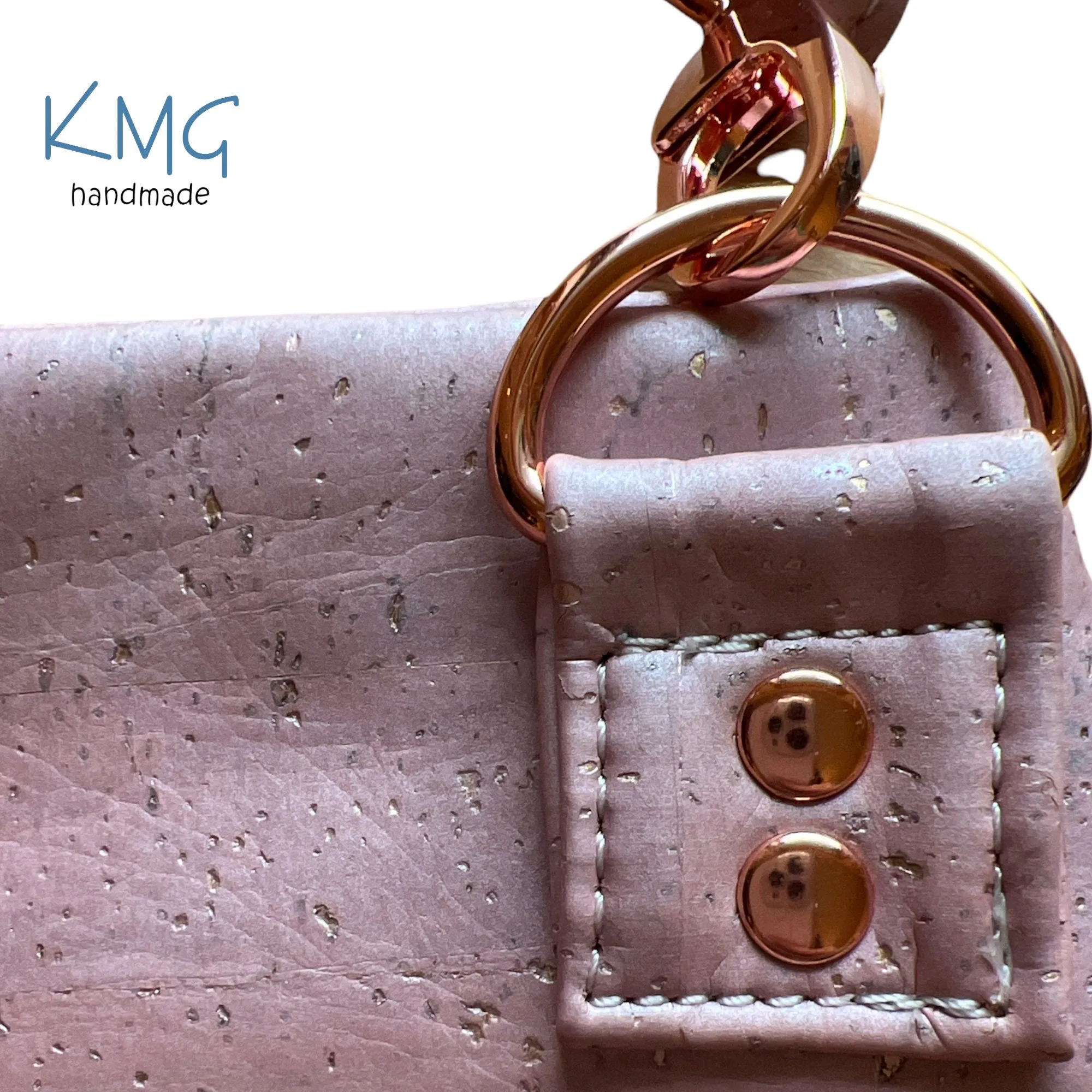 KMGhandmade Original Compass Crossbody Bag - Pink Natural Cork