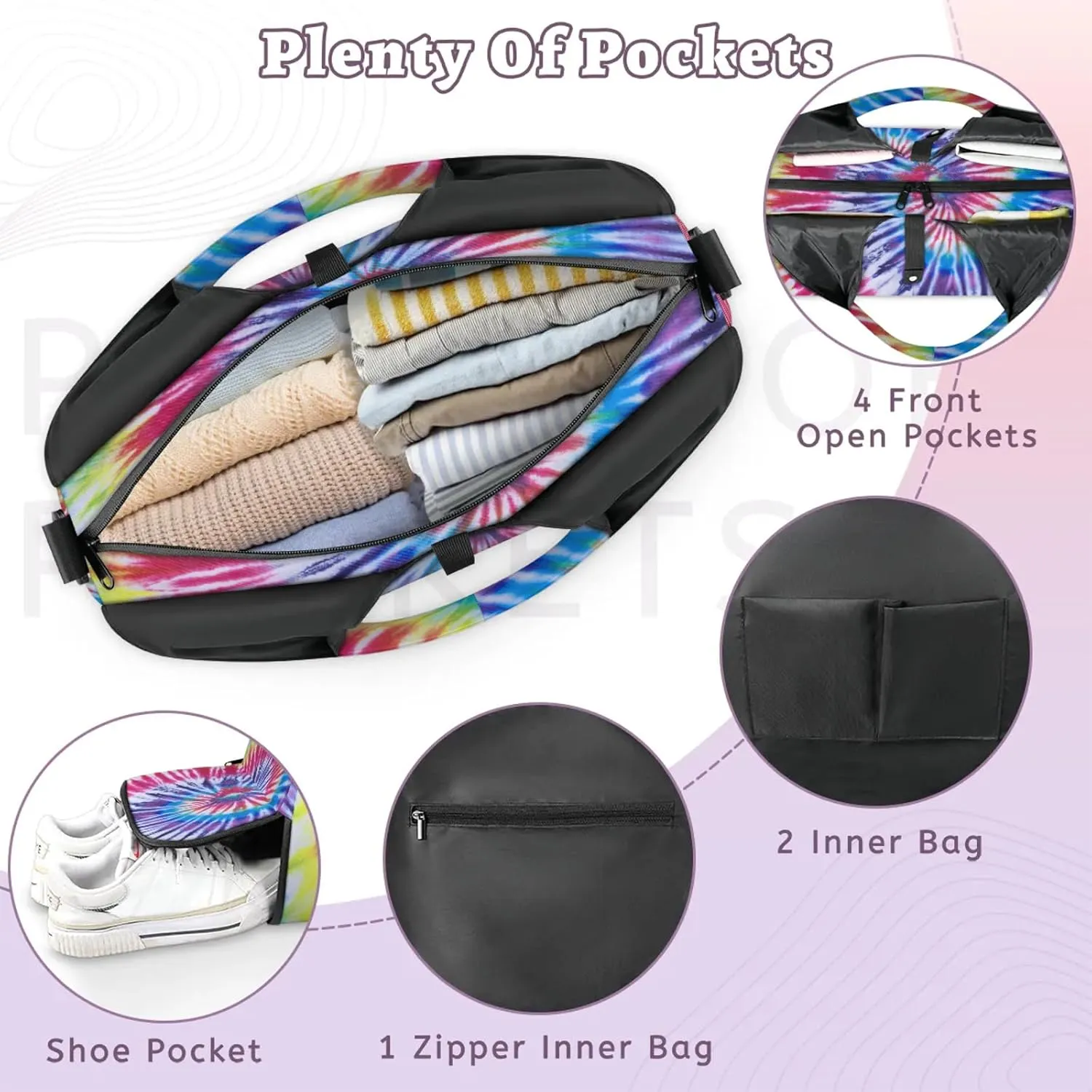 KOBLEN Yoga Gym Bags for Women Duffel Bag with Shoe Compartment and Yoga Mat Portable Weekender Bags for Pilates Travel Offices Workout Beach