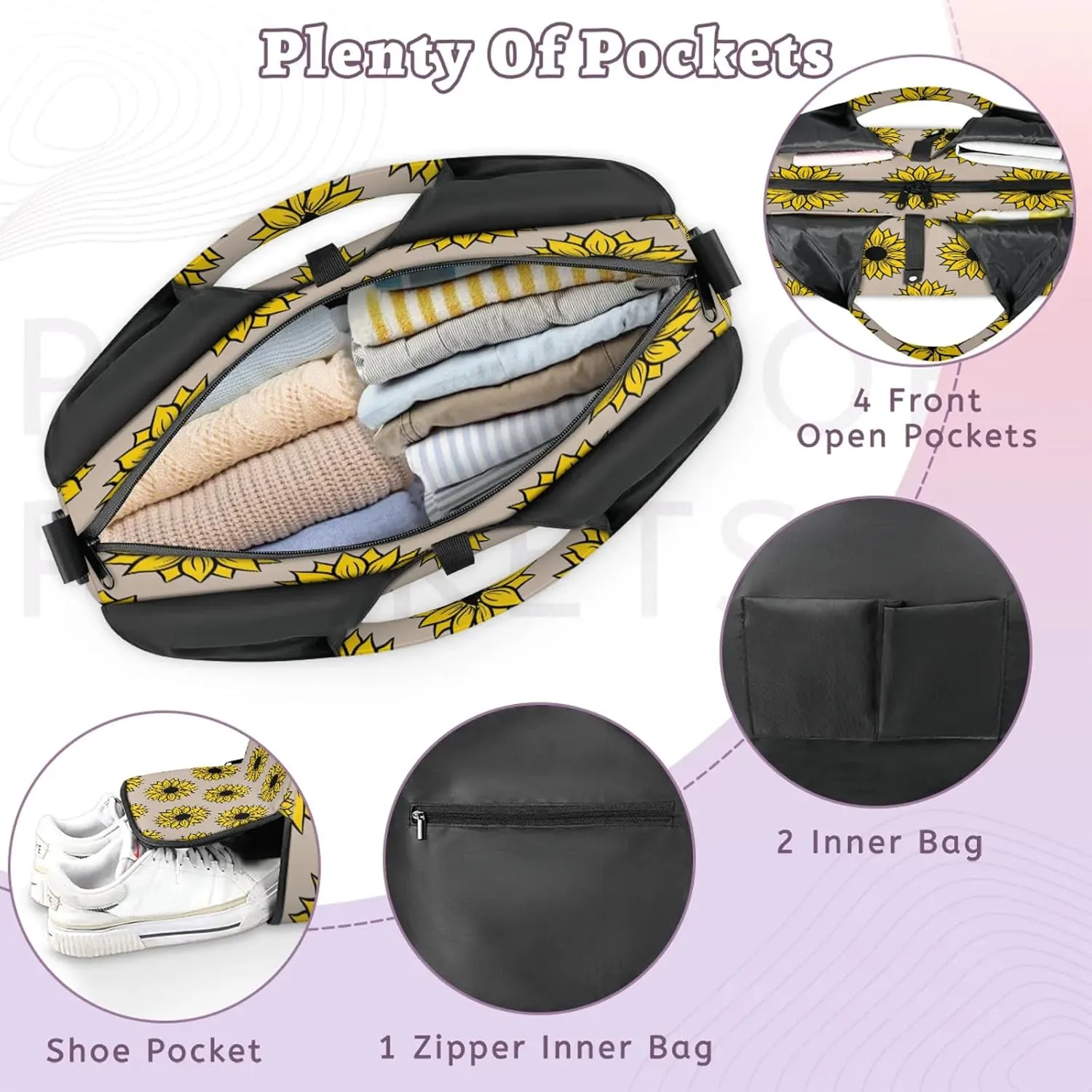 KOBLEN Yoga Gym Bags for Women Duffel Bag with Shoe Compartment and Yoga Mat Portable Weekender Bags for Pilates Travel Offices Workout Beach