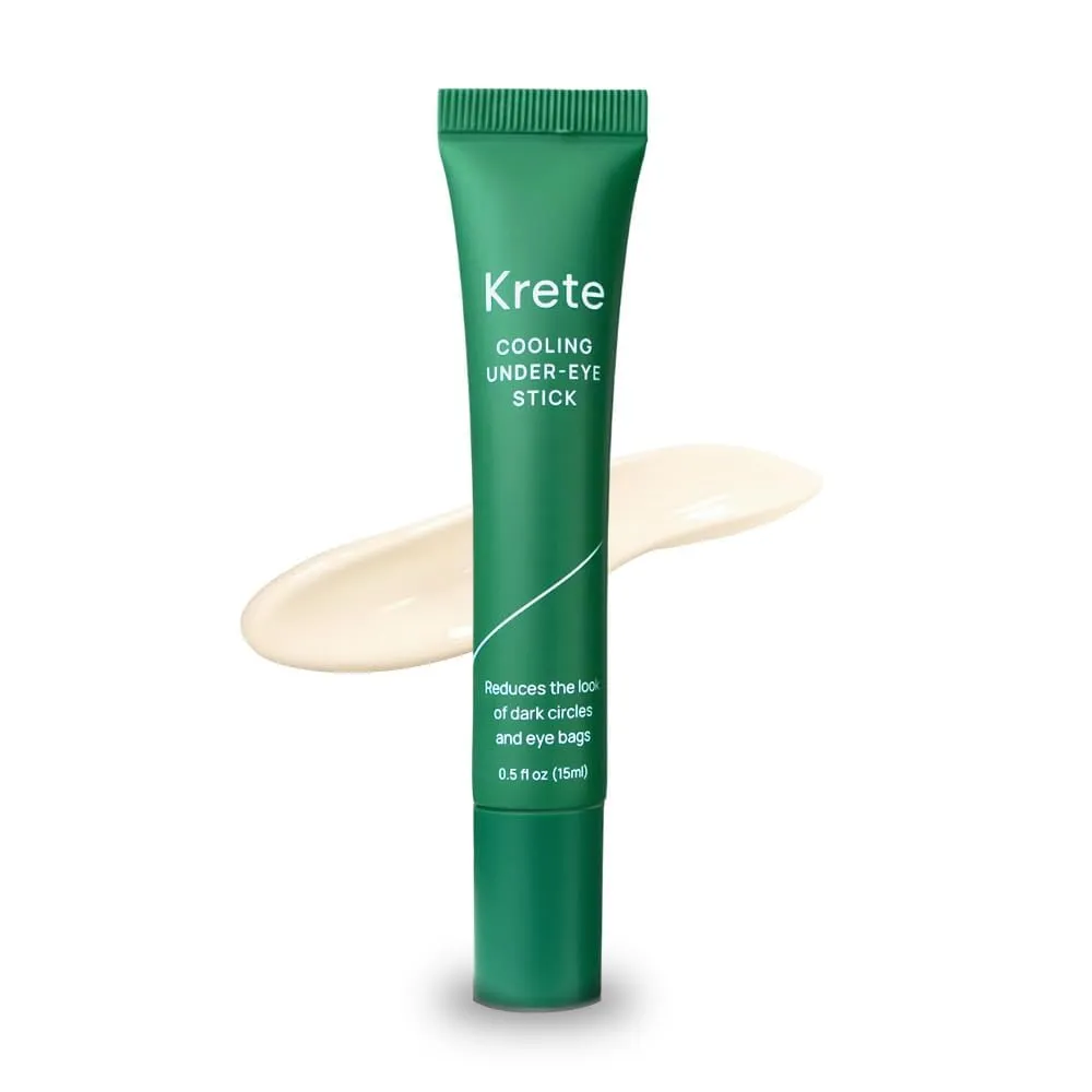 KRETE Cooling Under-Eye Stick with Liposomal Caffeine and Tripeptide-5 - Helps with Dark Circles and Puffiness, Vegan & Cruelty-Free, 15ml