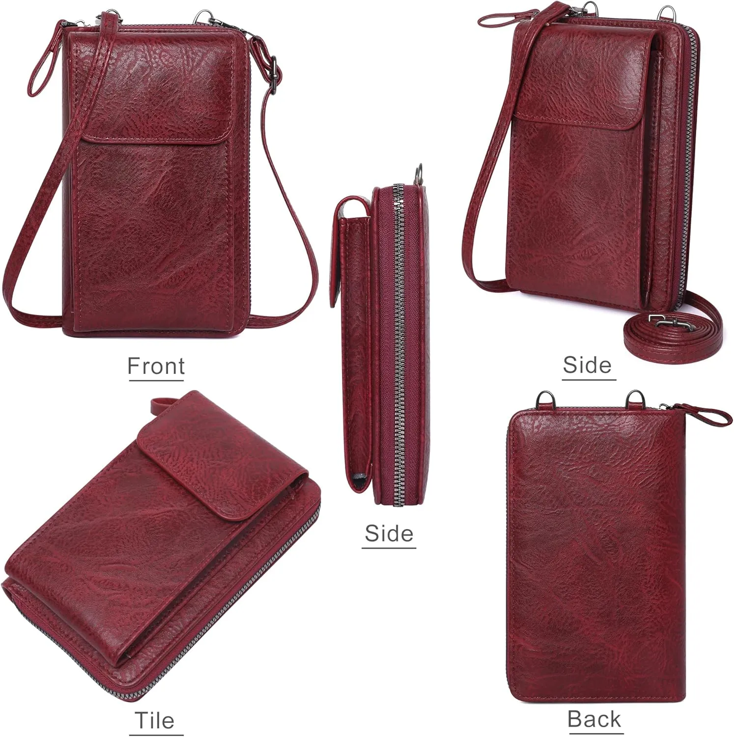 KUKOO Small Crossbody Bags for Women PU Leather Cell Phone Purse Wallet with Credit Card Slots