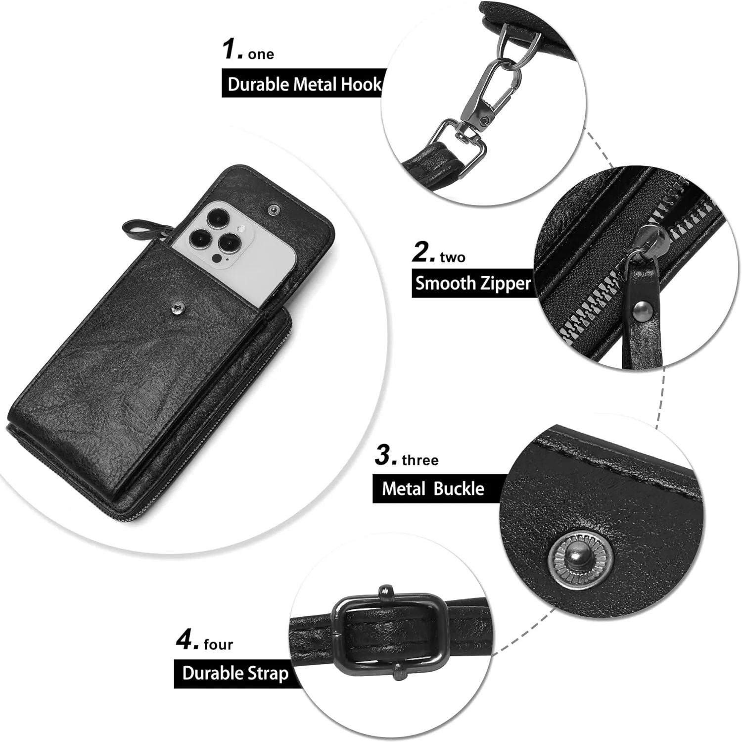 KUKOO Small Crossbody Bags for Women PU Leather Cell Phone Purse Wallet with Credit Card Slots
