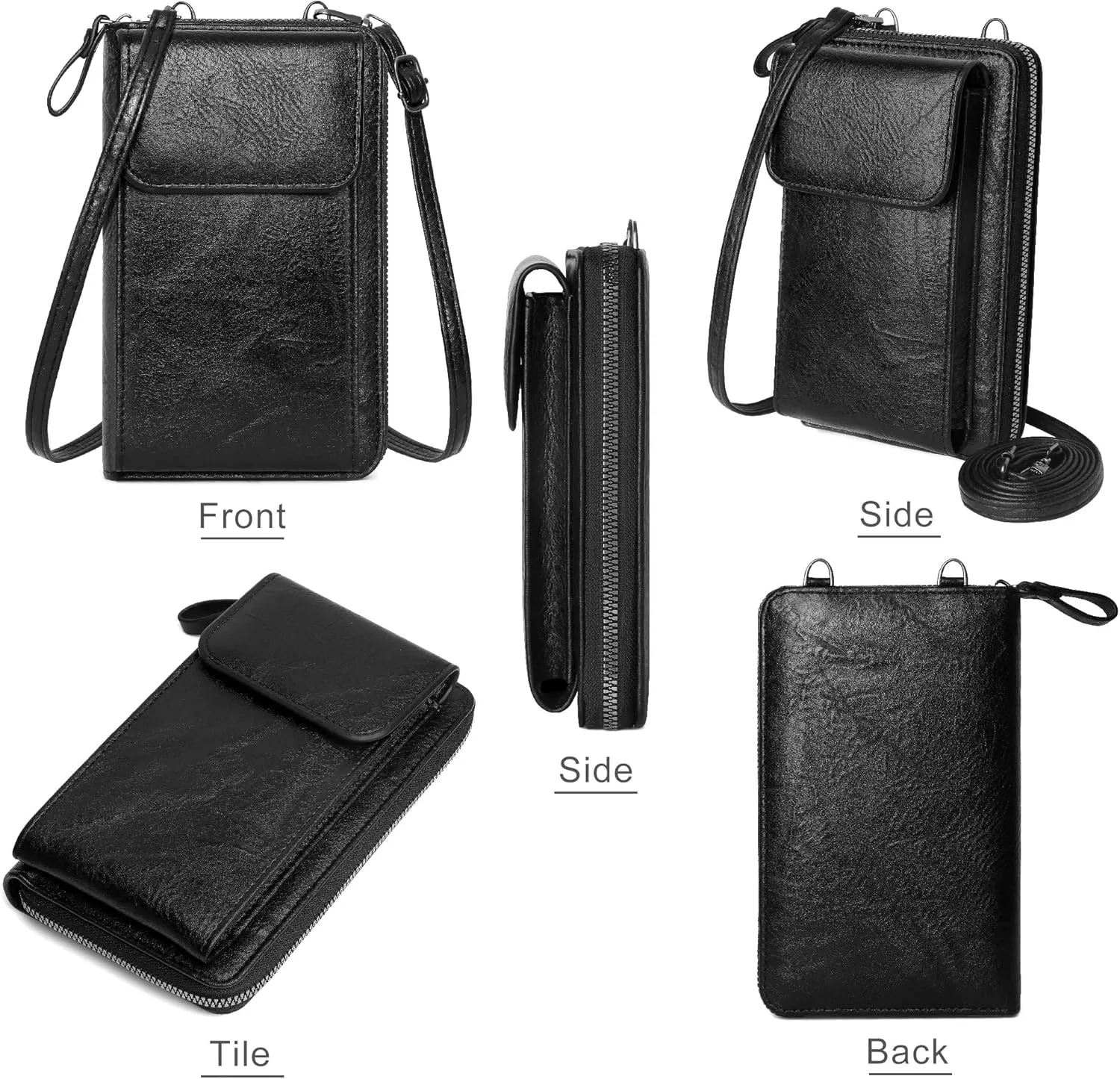 KUKOO Small Crossbody Bags for Women PU Leather Cell Phone Purse Wallet with Credit Card Slots