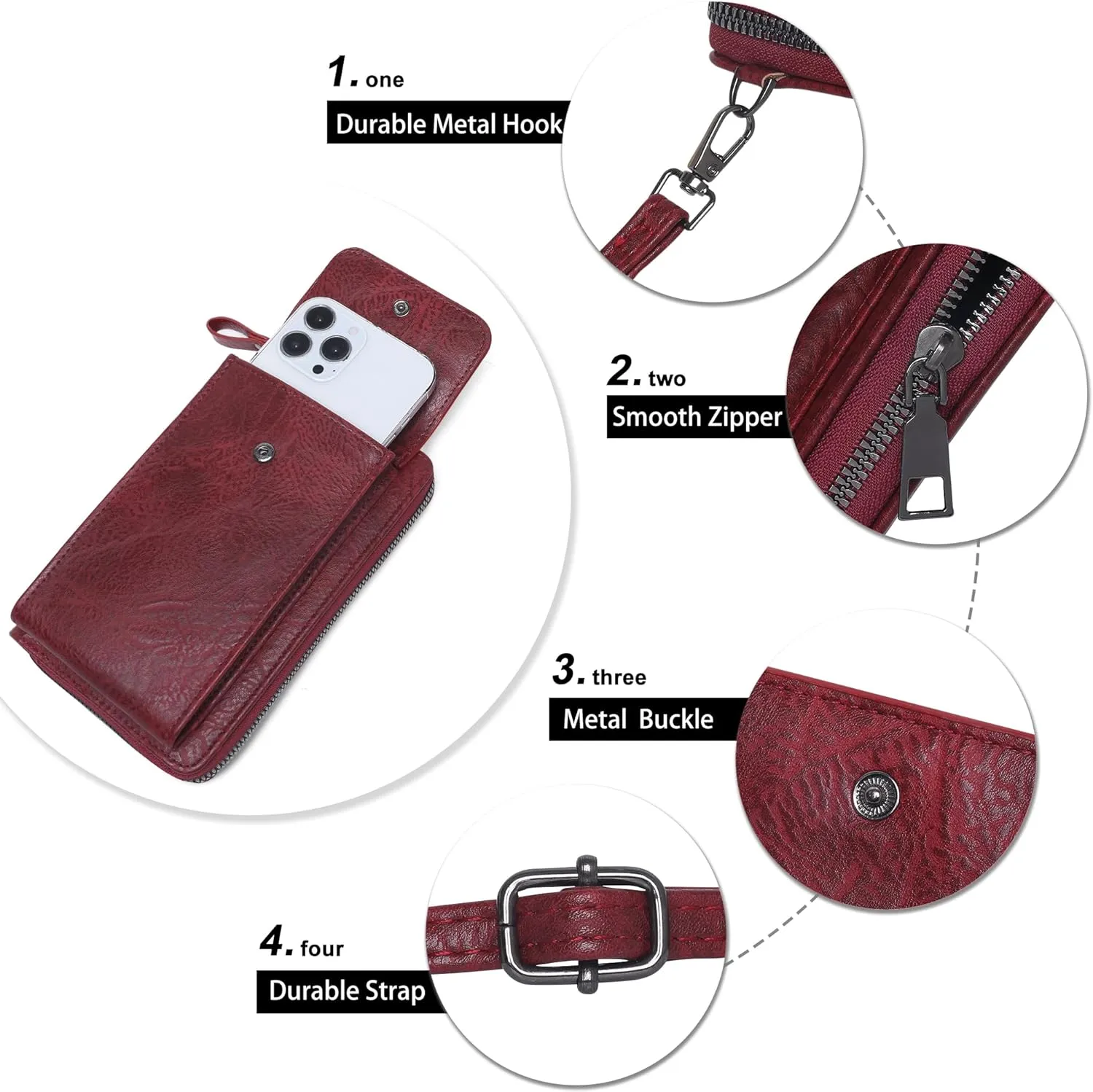 KUKOO Small Crossbody Bags for Women PU Leather Cell Phone Purse Wallet with Credit Card Slots