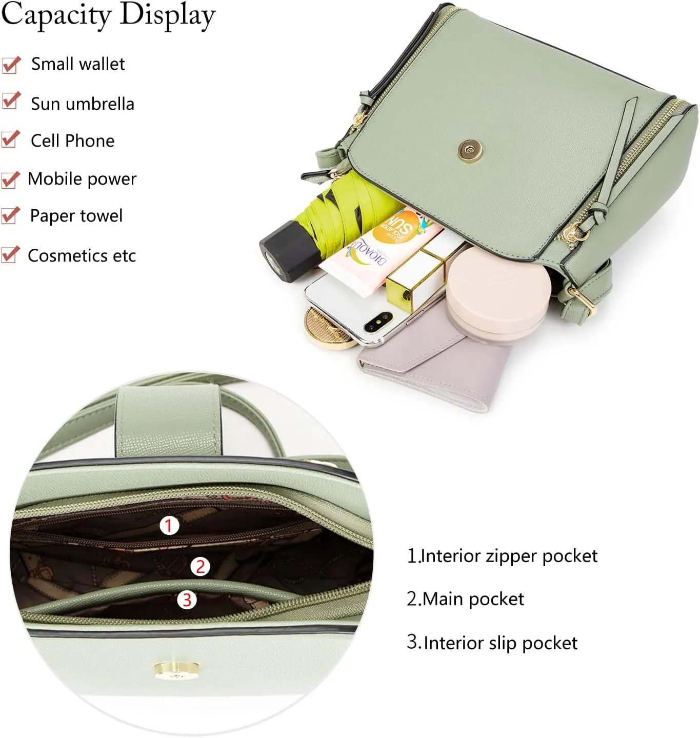 LA TERRE Lightweight Medium Crossbody Bag, Crossbody Purse Shoulder Bag for Women with Adjustable Strap