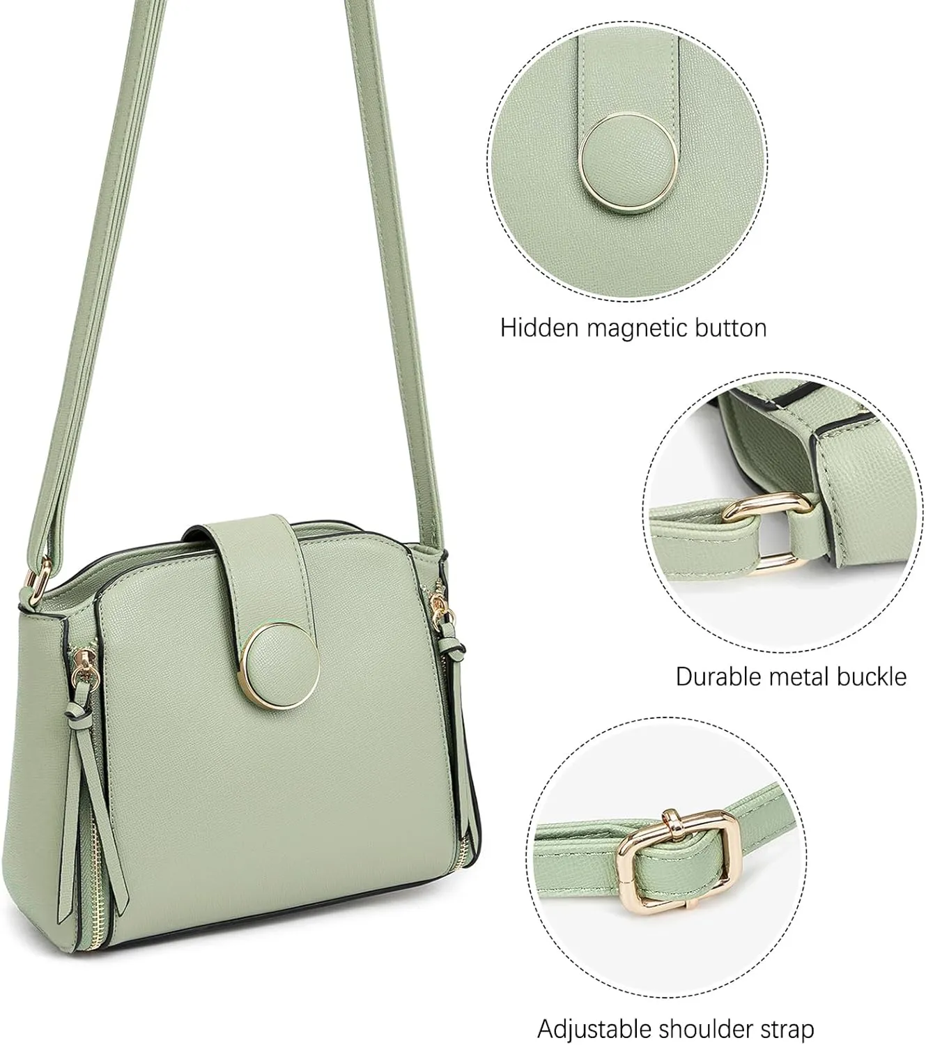 LA TERRE Lightweight Medium Crossbody Bag, Crossbody Purse Shoulder Bag for Women with Adjustable Strap