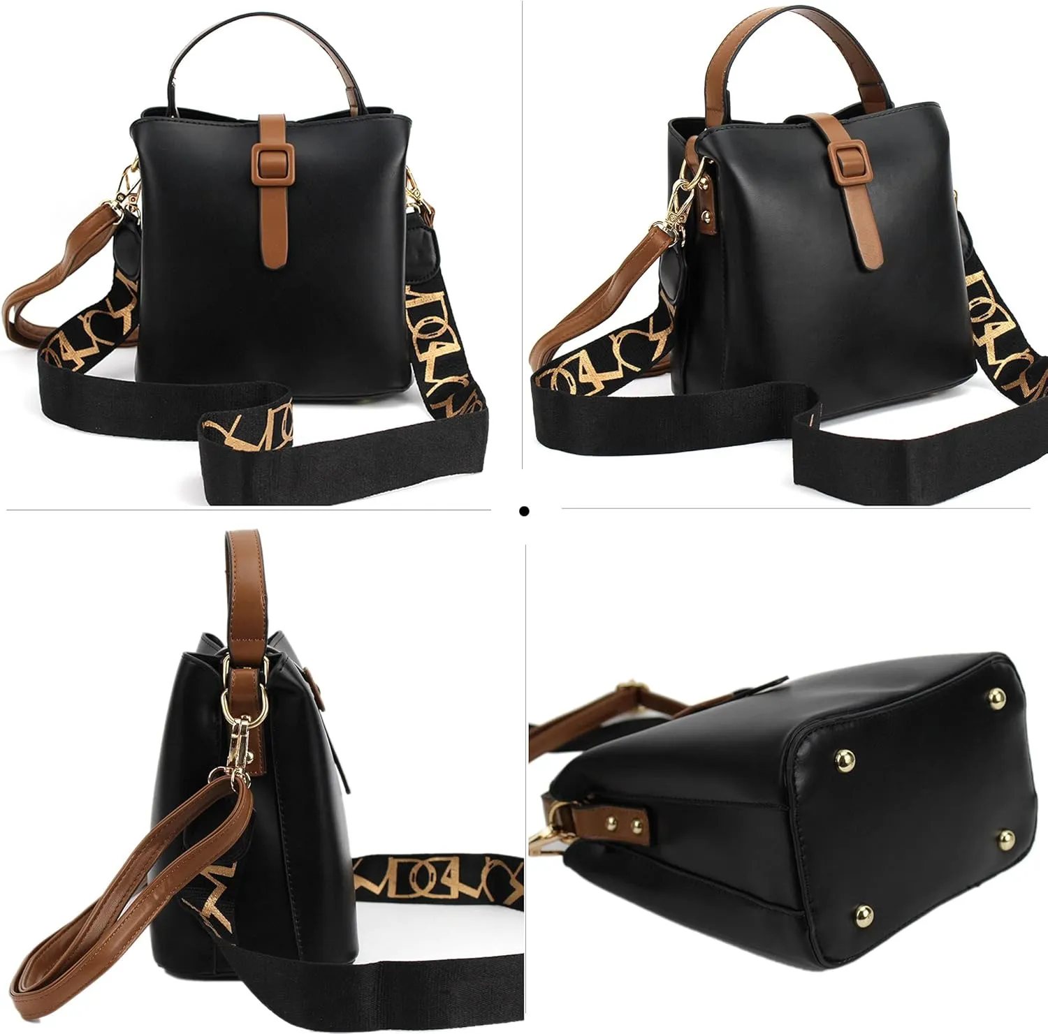 LABANCA Women Retro Alligator Bucket Bags Crocodile Pattern Designer Shoulder Bag Ladies PU Purse Crossbody Wallet Bag