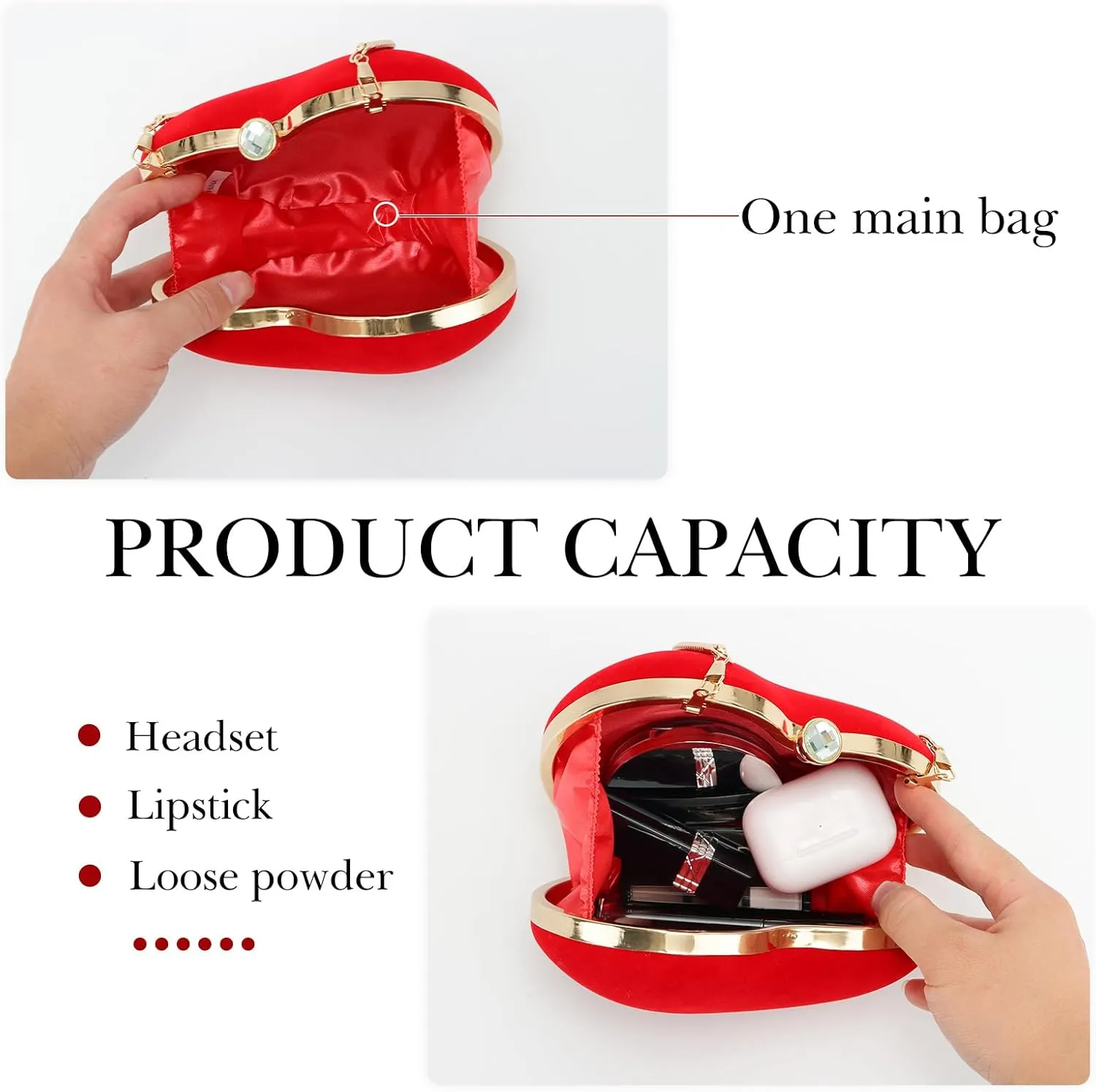 Lanpet Women Heart Shaped Evening Bag Mini Clutch Purse Chain Strap Shoulder Bag Handbag for Wedding Cocktail Party …