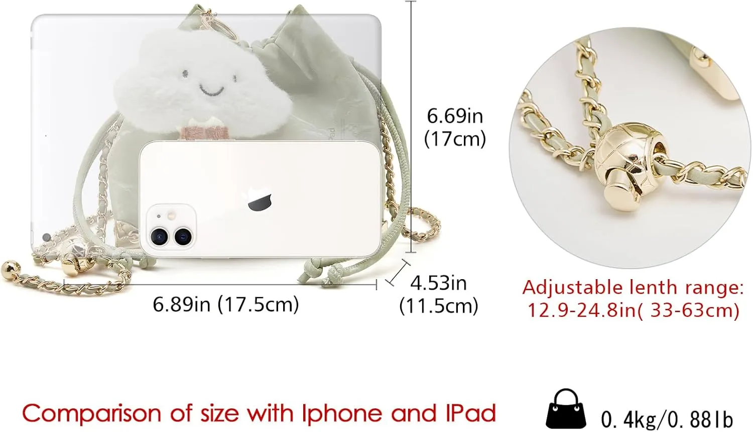 LAORENTOU Suede Designer Crossbody Bag for Women, Bucket Style Shoulder Bag for Ladies, Medium Size Purse with Chain Strap