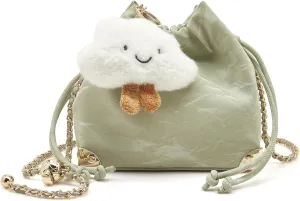 LAORENTOU Suede Designer Crossbody Bag for Women, Bucket Style Shoulder Bag for Ladies, Medium Size Purse with Chain Strap