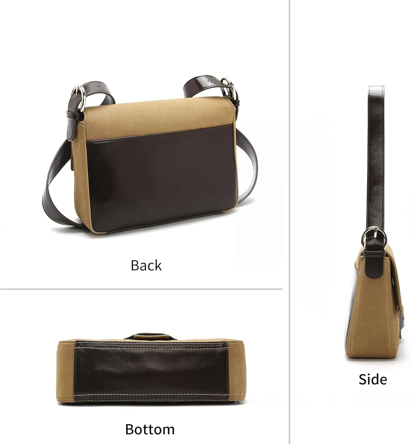 LAORENTOU Suede Designer Handbags for Women, Medium Size Crossbody Purse for Ladies, Shoulder Bag with Adjustable Strap
