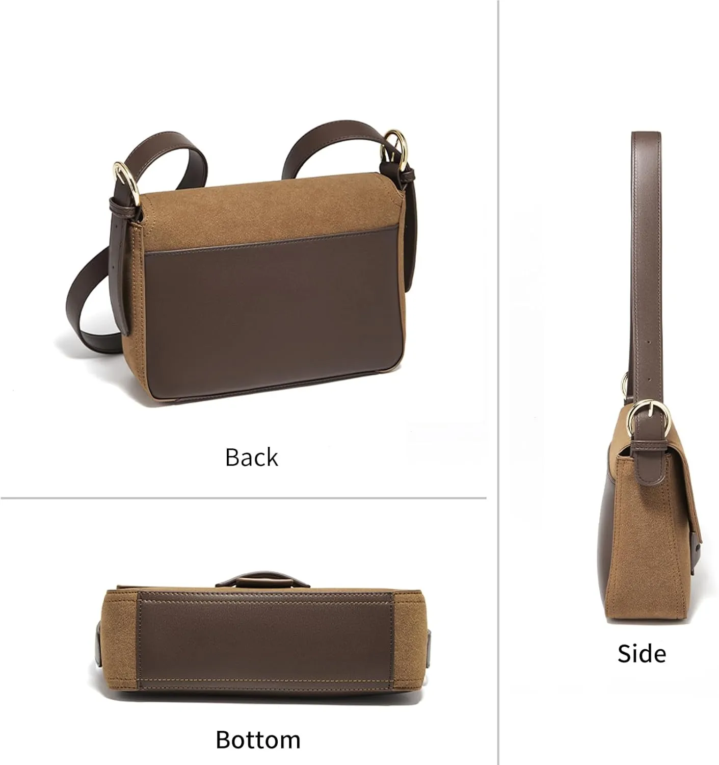 LAORENTOU Suede Designer Handbags for Women, Medium Size Crossbody Purse for Ladies, Shoulder Bag with Adjustable Strap