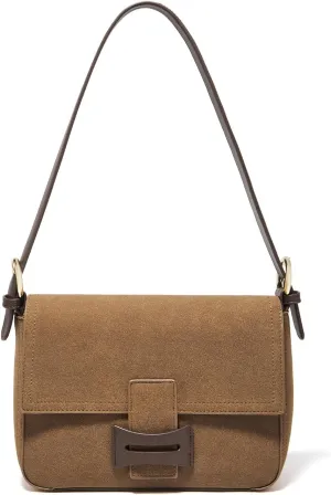 LAORENTOU Suede Designer Handbags for Women, Medium Size Crossbody Purse for Ladies, Shoulder Bag with Adjustable Strap