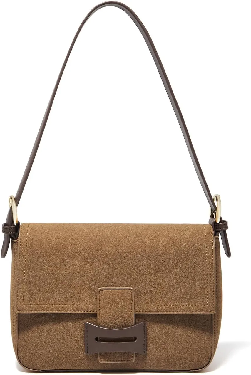 LAORENTOU Suede Designer Handbags for Women, Medium Size Crossbody Purse for Ladies, Shoulder Bag with Adjustable Strap