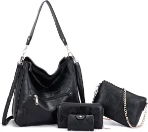 Large Crossbody Purses Set For Women Shoulder Tote Handbags Ladies Hobo Bags With Matching Wallet 4PCS