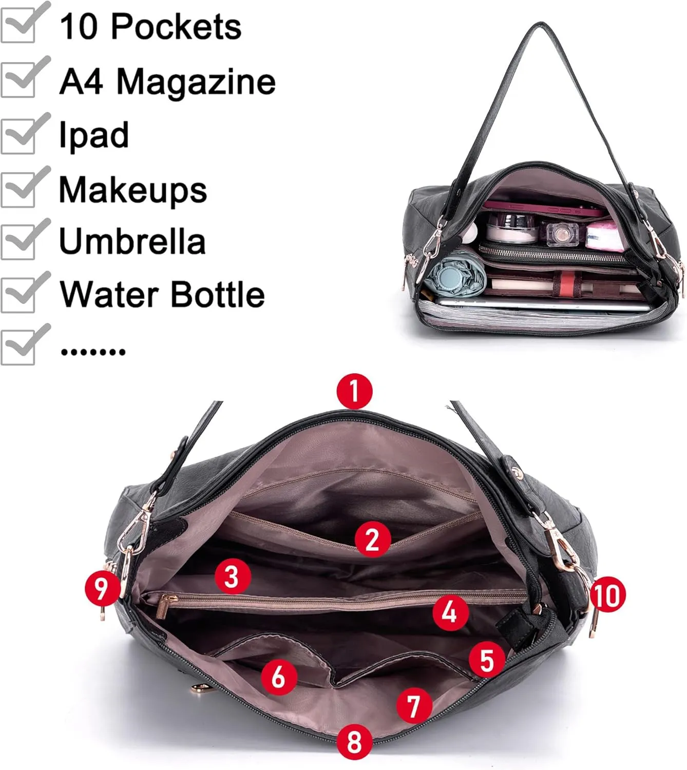 Large Crossbody Purses Set For Women Shoulder Tote Handbags Ladies Hobo Bags With Matching Wallet 4PCS