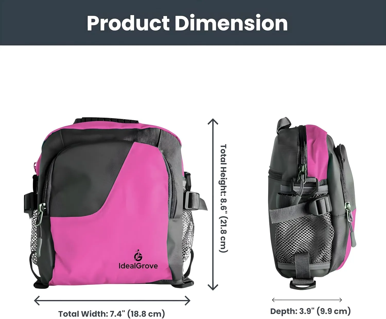 Large Dog Treat Pouch for Training with Zipper Closure, Portable Crossbody Bag, Poop Bag Dispenser, Poop Bag Roll, Collapsible Bowl, Water Bottle -4-Way Wear with Adjustable Strap-Pink