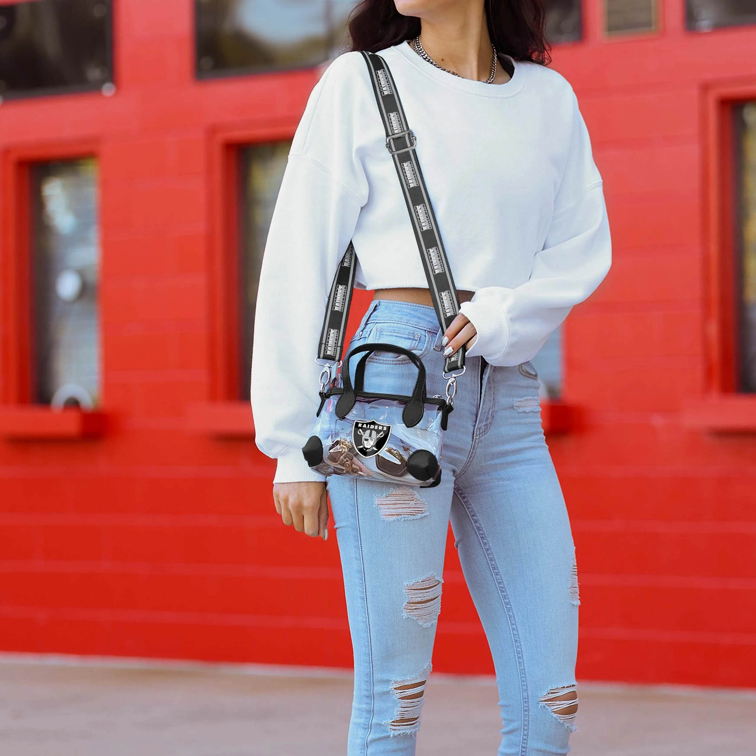 Las Vegas Raiders Big Logo Clear Crossbody Mini Purse
