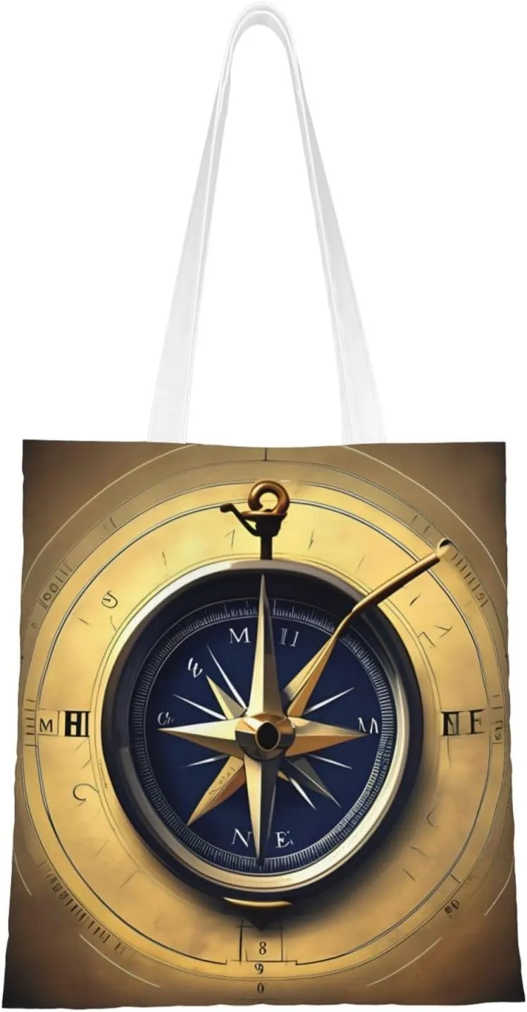 Law Of The Compass Navigation Print Large Canvas Beach Travel Reusable Grocery Shopping Tote Bag Portable Storage Handbag