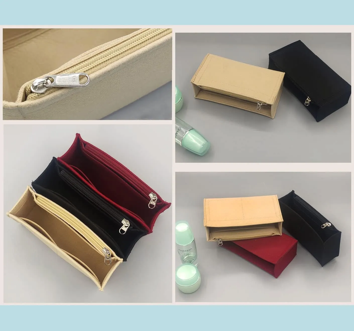 Lckaey Purse Organizer Insert-For leboy bag - organizer insert felt Bag 2017Khaki -S