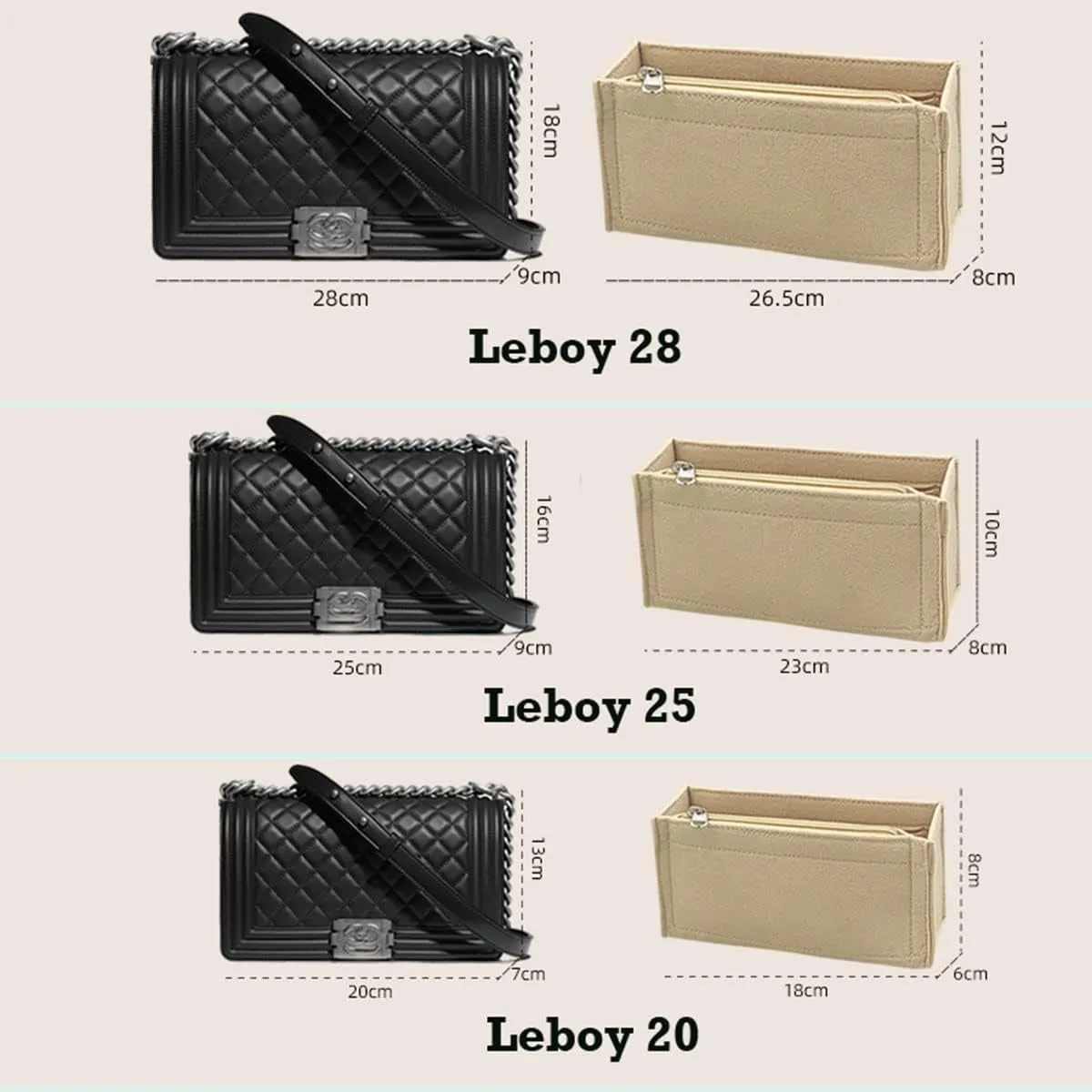 Lckaey Purse Organizer Insert-For leboy bag - organizer insert felt Bag 2017Khaki -S