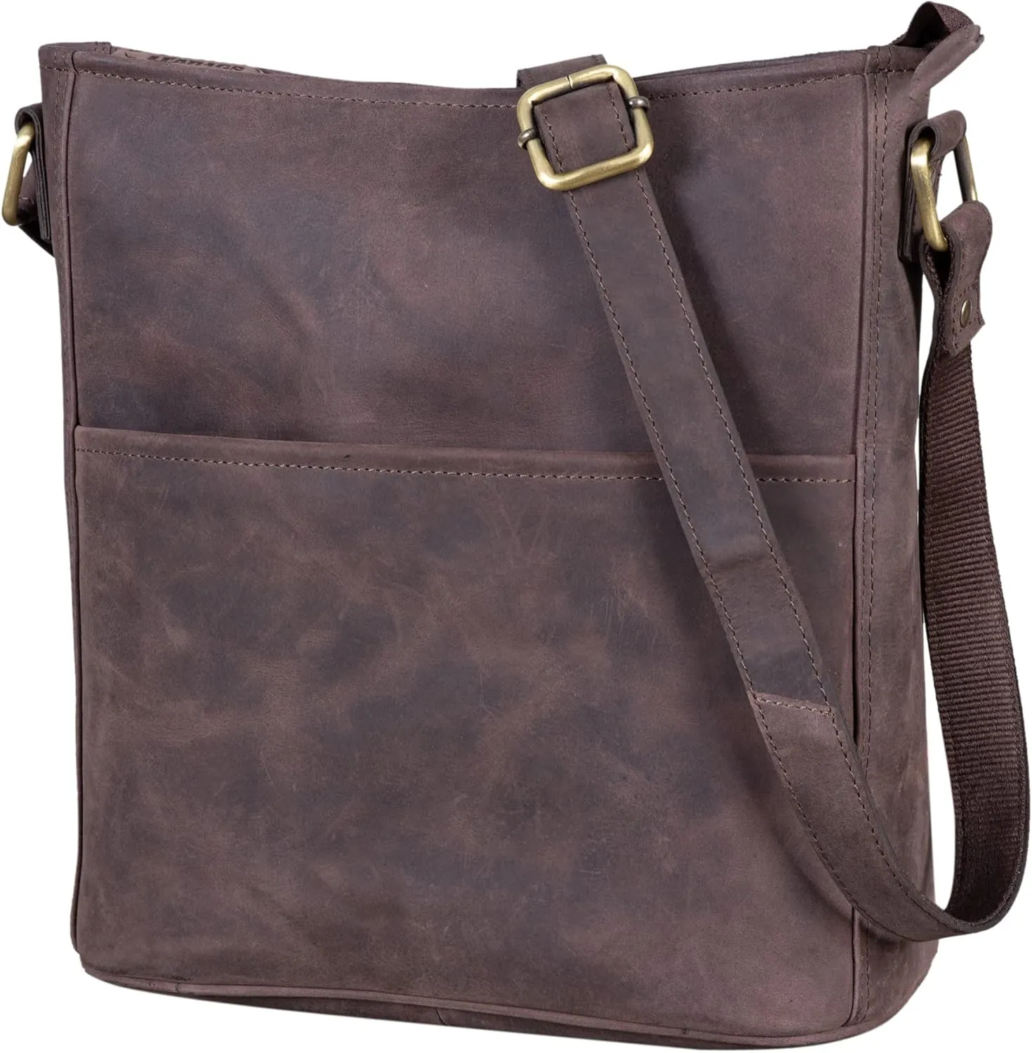 LEABAGS Leather Crossbody Bag - Vintage Genuine Buffalo Leather Handbag - Shoulder Messenger Bag Men Women Briefcase Milano