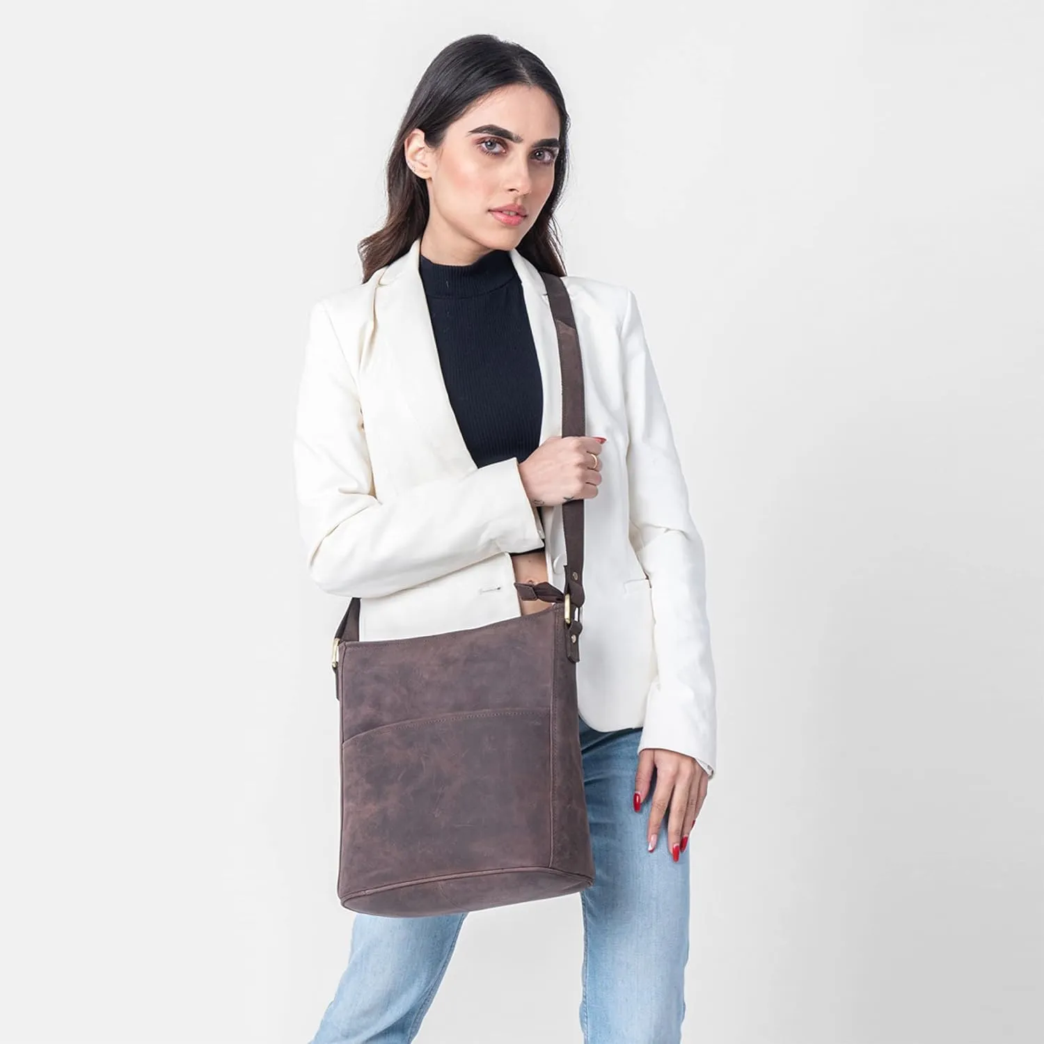 LEABAGS Leather Crossbody Bag - Vintage Genuine Buffalo Leather Handbag - Shoulder Messenger Bag Men Women Briefcase Milano