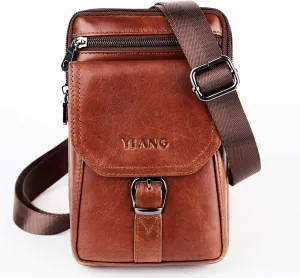 Leather Belt Clip Pouch Vertical Cellphone Holster Waist Pack/Belt Bag Wallet Pouch Men Carrying Sleeve Men Purse Mini Travel Messager Pouch Crossbody Pack Purse Compatible with iPhone 8/7/6s Plus Gal