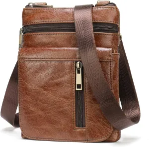 Leather Cell Phone Shoulder Holster Men, Crossbody Bag Leather Shoulder Messenger Bag Wallet Purse Handbag
