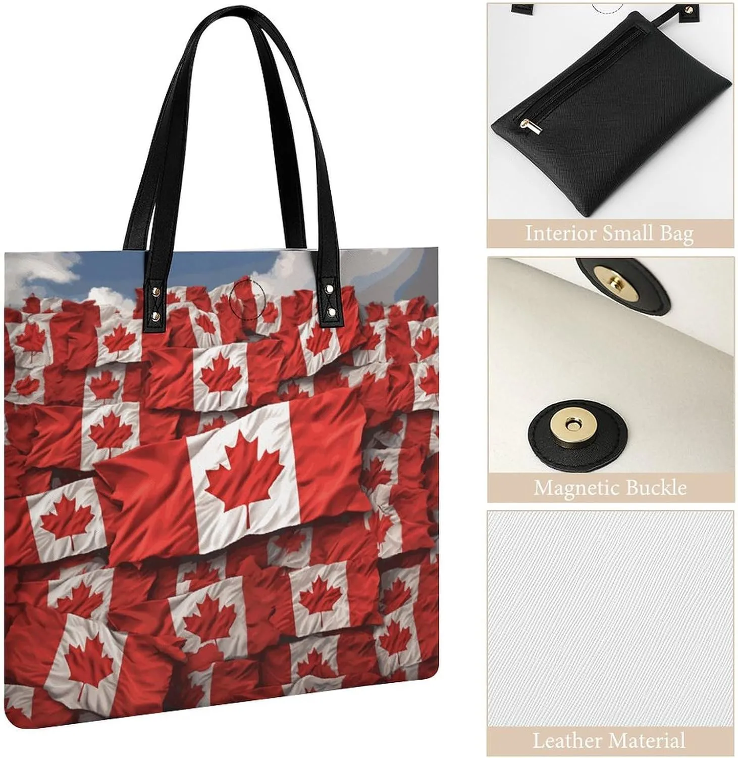 Leather Handbag for Women Tote Bag with Magnetic Buckle Angel with Blue Wings Crossbody Bag Shoulder Bags