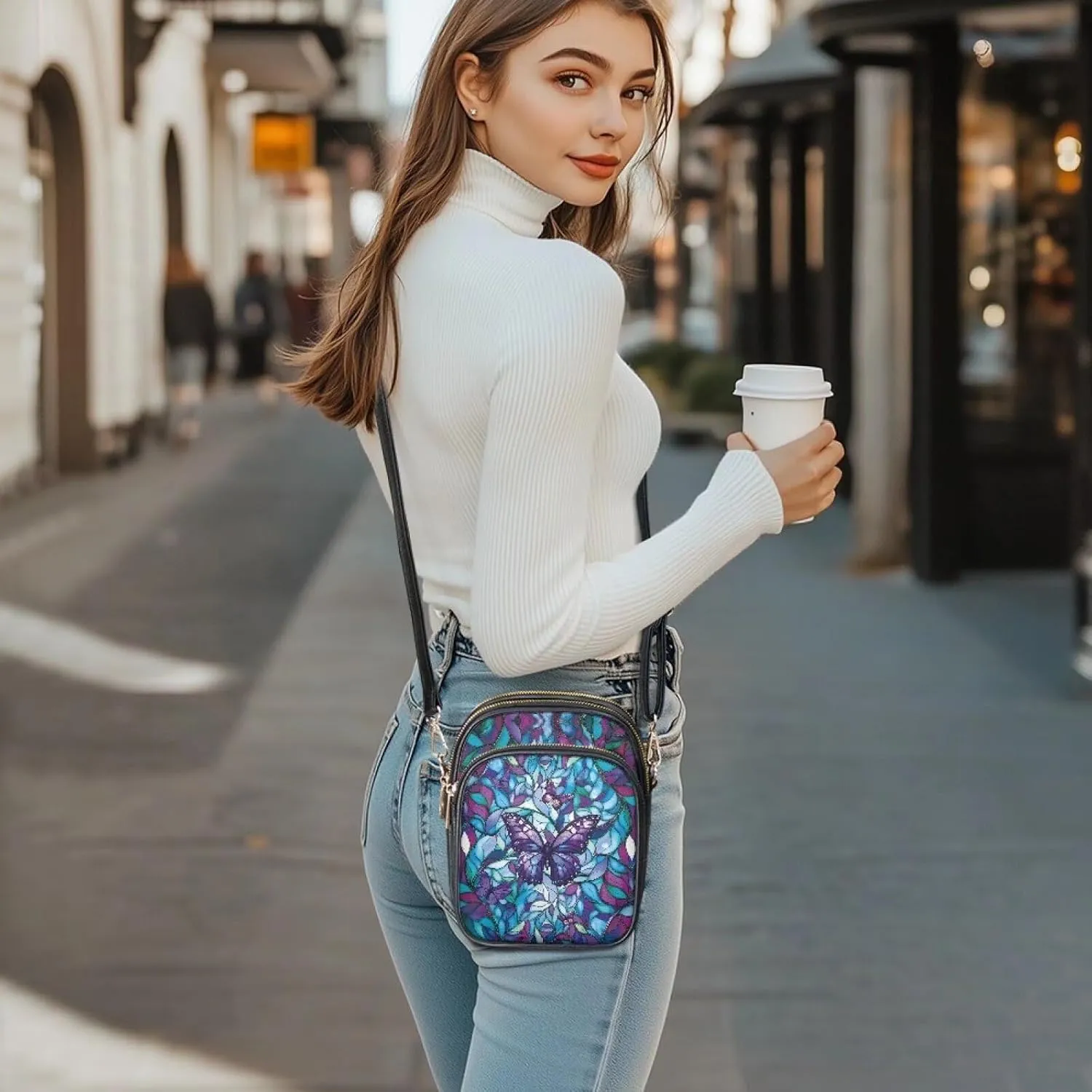 Leather Purse for Women, Leather Shoulder HandBag Multi Pockets Travel Sling Purse Ladies Crossbody Bags