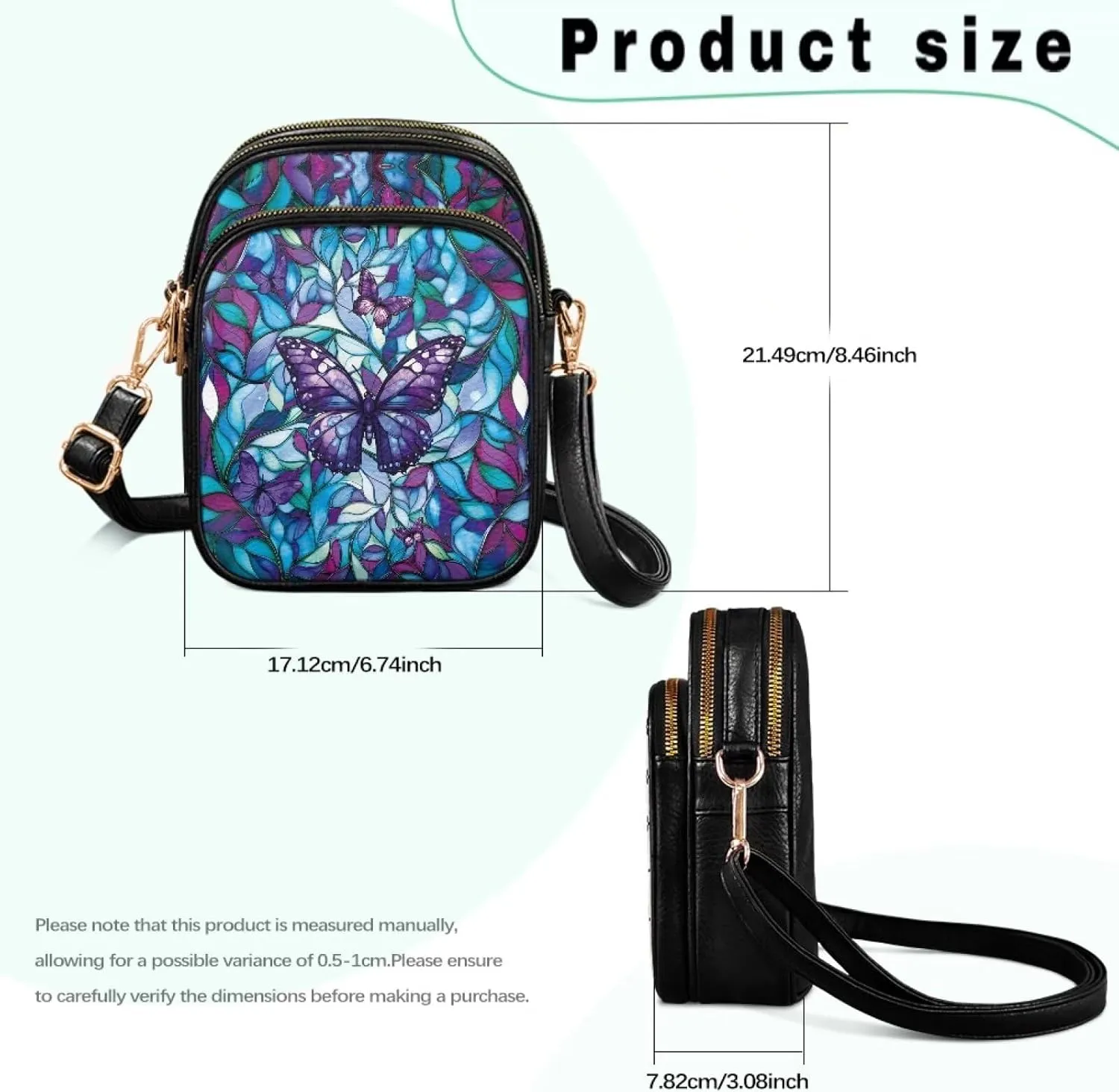 Leather Purse for Women, Leather Shoulder HandBag Multi Pockets Travel Sling Purse Ladies Crossbody Bags