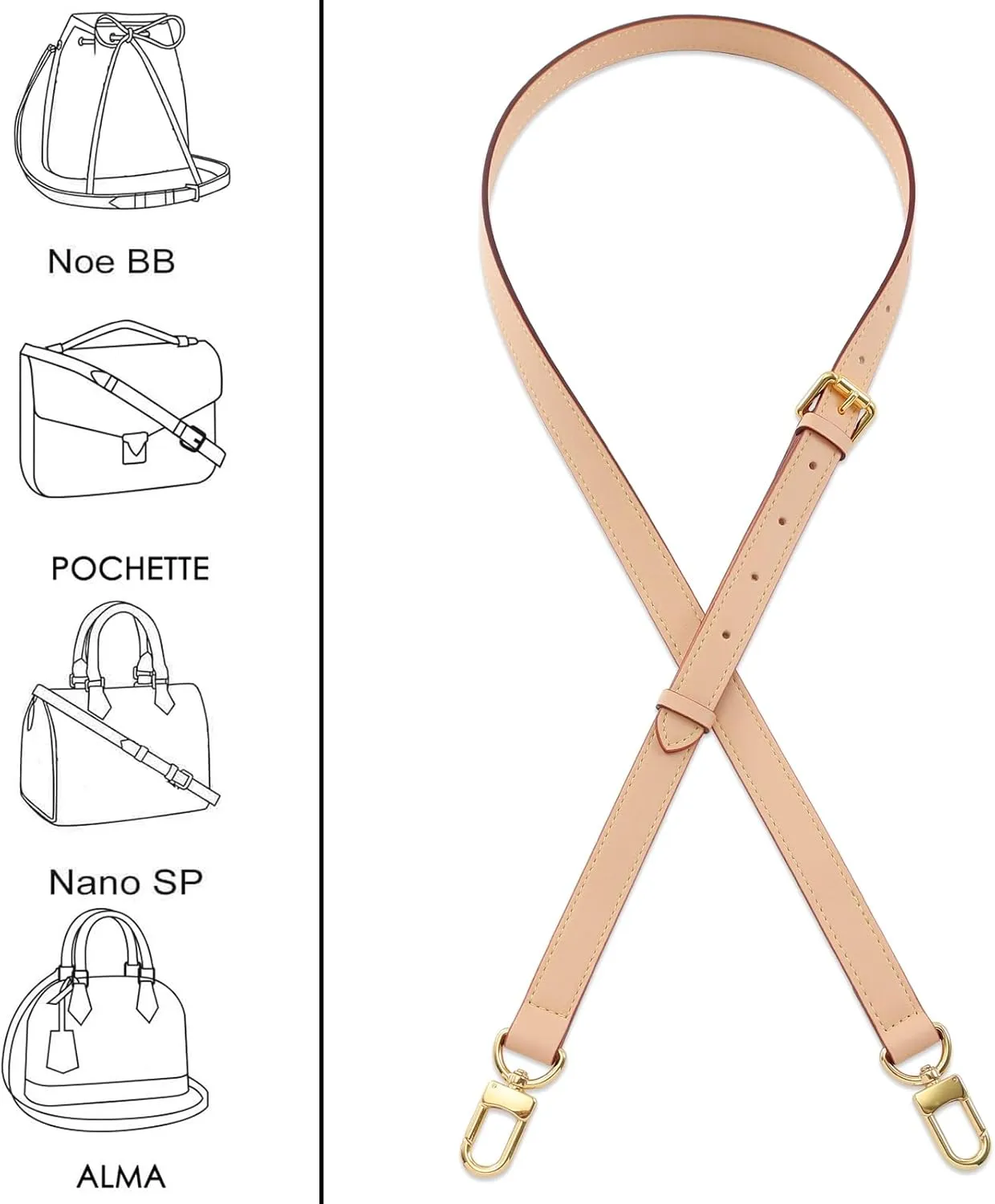 Leather Purse Strap Replacement Crossbody Handbag Long Adjustable
