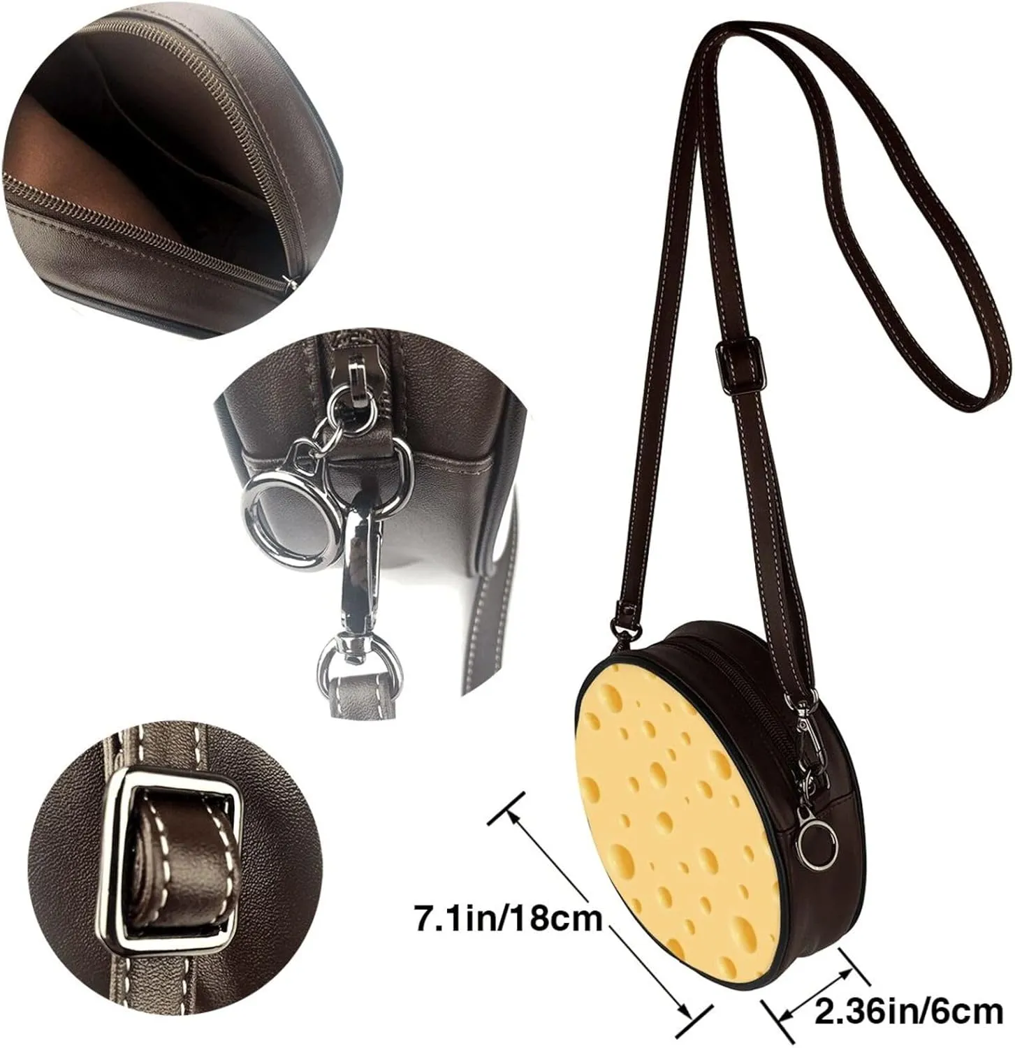 Leather Round Crossbody Bags For Women, Sling Bag Casual Crossbody Purse