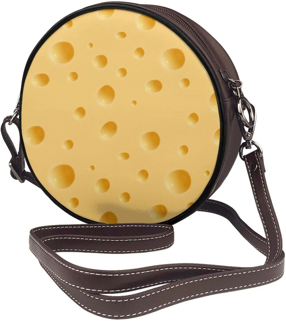 Leather Round Crossbody Bags For Women, Sling Bag Casual Crossbody Purse