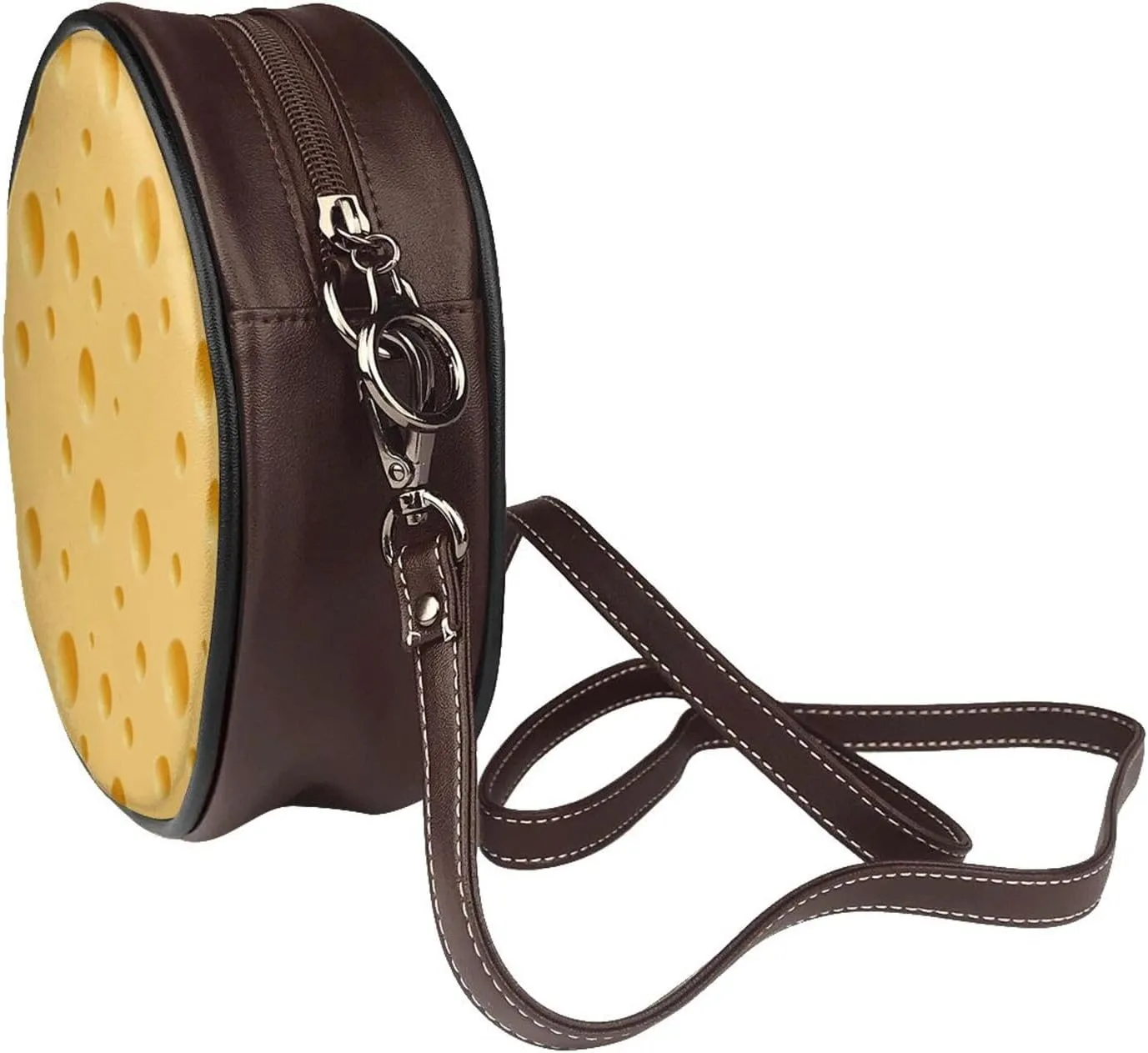 Leather Round Crossbody Bags For Women, Sling Bag Casual Crossbody Purse