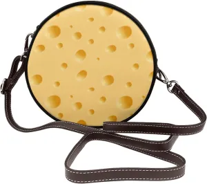 Leather Round Crossbody Bags For Women, Sling Bag Casual Crossbody Purse
