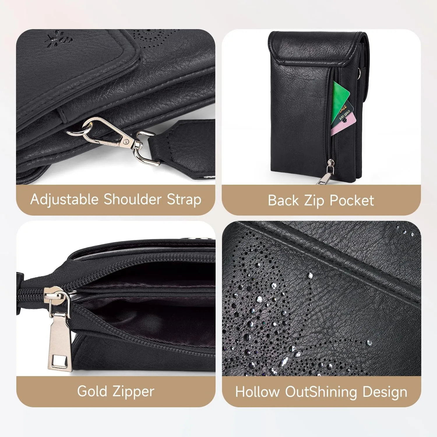 Leather Small Crossbody Bags for Women Trendy Cell Phone Bag Wallet Purses Butterfly Design