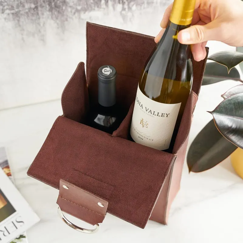 Leather Wine Bag - 2 Bottles Wine Tote