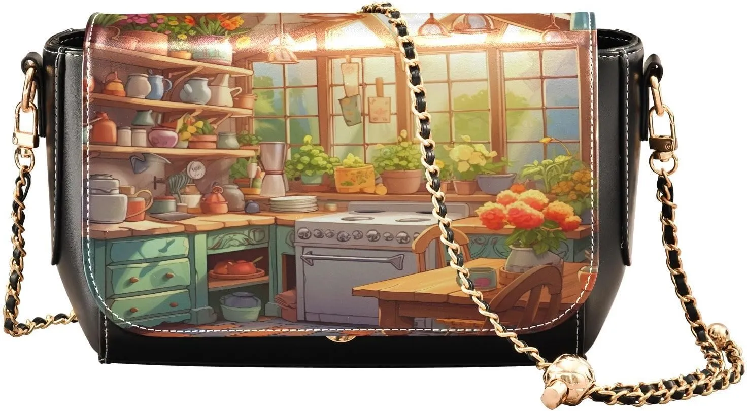 Lemon Slices and Leaves Pu Leather Shoulder Bag for Women, Leather Zipper Crossbody Purse, Leather Crossbody Bags
